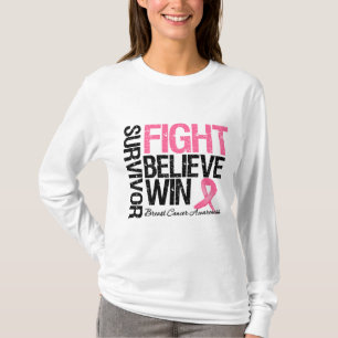Borstkanker Overlevingsstrijd Believe Win Motto T-shirt
