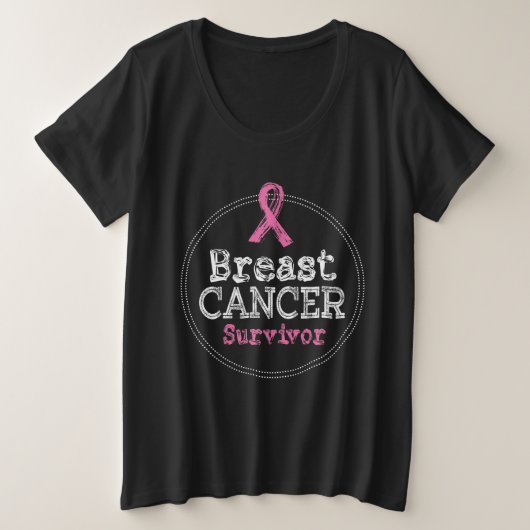 Borstkanker Overlevingsvoorlichting Ribbon Grote Maat T-shirt (Design voorkant)