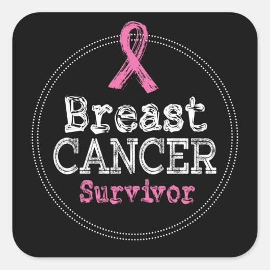 Borstkanker Overlevingsvoorlichting Ribbon Vierkante Sticker (Voorkant)