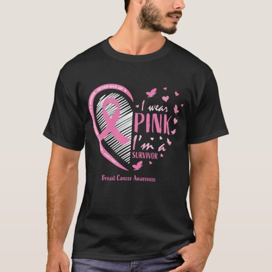 Borstkanker Overlevingsvoorlichting Roze lint T-shirt (Voorkant)