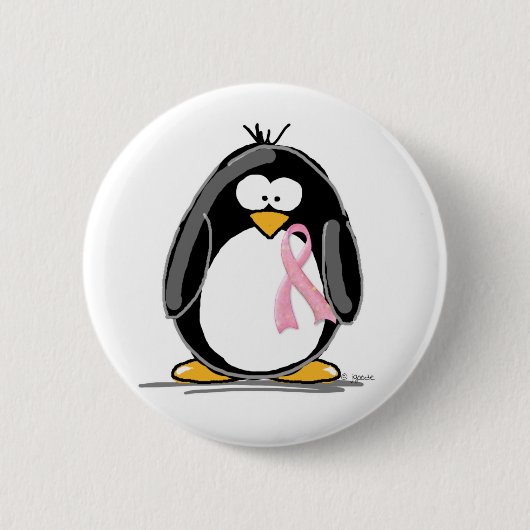 Borstkanker Penguin Ronde Button 5,7 Cm (Voorkant)