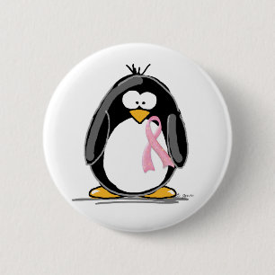 Borstkanker Penguin Ronde Button 5,7 Cm