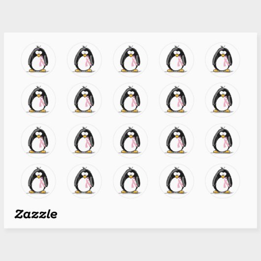 Borstkanker Penguin Ronde Sticker (Vel)