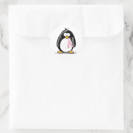 Borstkanker Penguin Ronde Sticker (Tas)