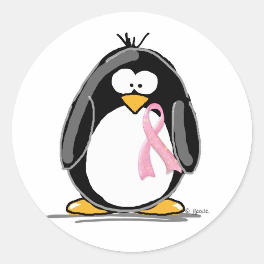 Borstkanker Penguin Ronde Sticker (Voorkant)