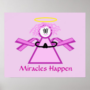 Borstkanker Praying Pink Ribbon Angel Poster