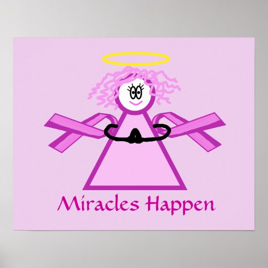 Borstkanker Praying Pink Ribbon Angel Poster (Voorkant)