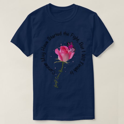 Borstkanker Quote Roos Butterfly roze lint mot T-shirt (Design voorkant)