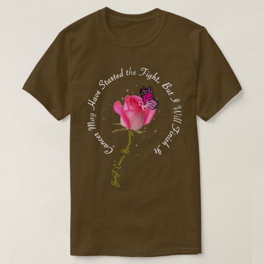 Borstkanker Quote Roos Butterfly roze lint mot T-shirt (Design voorkant)