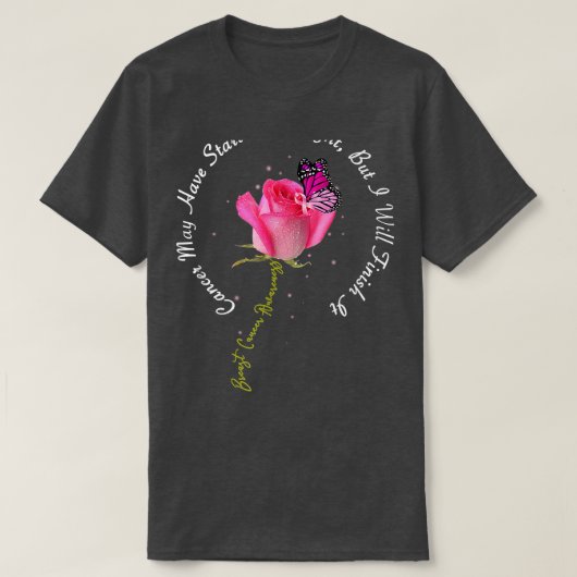 Borstkanker Quote Roos Butterfly roze lint mot T-shirt (Design voorkant)