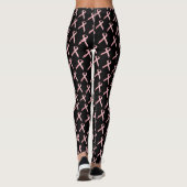 Borstkanker Race roze lint op zwart V2 Leggings (Achterkant)