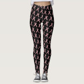 Borstkanker Race roze lint op zwart V2 Leggings (Voorkant)