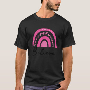 Borstkanker Rainbow Believe Breast Cancer Awaren T-shirt