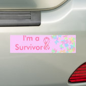 Borstkanker Ribbon, Butterfly, ik ben een Survivor Bumpersticker (Op auto)
