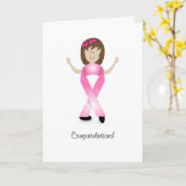 Borstkanker Ribbon Girl - laatste chemoronde Kaart (Gele Bloem)