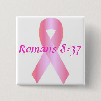 Borstkanker, Romans 8:37 Vierkante Button 5,1 Cm