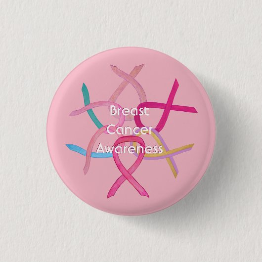 Borstkanker Roze bewustzijn Ribbon Button Pin (Voorkant)