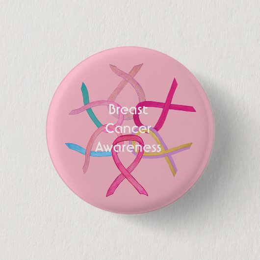 Borstkanker Roze bewustzijn Ribbon Button Pin (Voorkant)