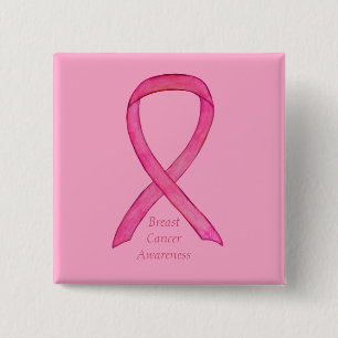 Borstkanker Roze bewustzijn Ribbon Custo Art Pins Vierkante Button 5,1 Cm