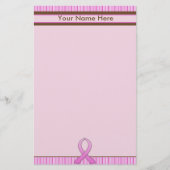 Borstkanker Roze & bruin gestreept Briefpapier (Voorkant)