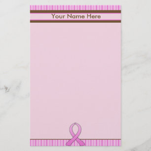 Borstkanker Roze & bruin gestreept Briefpapier