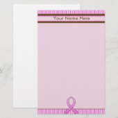 Borstkanker Roze & bruin gestreept Briefpapier (Voorkant / Achterkant)
