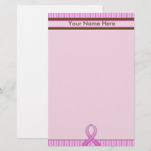Borstkanker Roze & bruin gestreept Briefpapier (Voorkant / Achterkant)