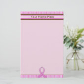 Borstkanker Roze & bruin gestreept Briefpapier (Staand voorkant)