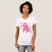 Borstkanker Roze Floral Ribbon Swirl T-shirt (Voorkant volledig)