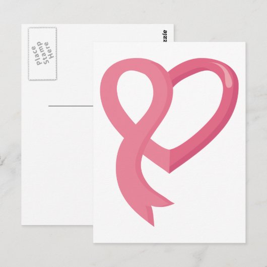 Borstkanker Roze hartlint Briefkaart (Voorkant / Achterkant)
