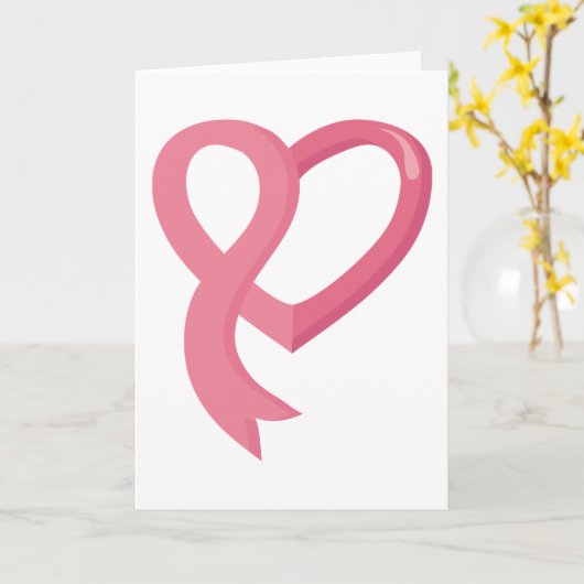Borstkanker Roze hartlint Kaart (Gele Bloem)