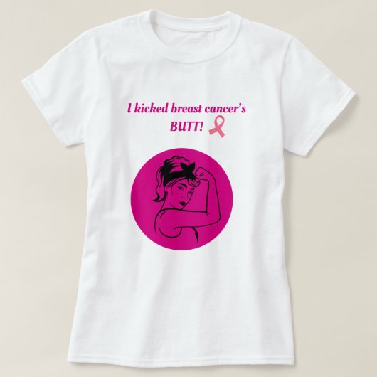 Borstkanker Roze Kick Butt Vrouw T-shirt (Design voorkant)
