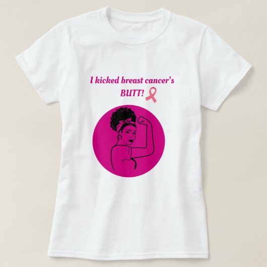 Borstkanker Roze Kick Butt Vrouw T-shirt (Design voorkant)