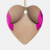 Borstkanker Roze linbbons kerstversiering Keramisch Ornament (Rechts)