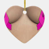 Borstkanker Roze linbbons kerstversiering Keramisch Ornament (Voorkant)