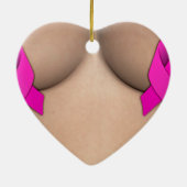 Borstkanker Roze linbbons kerstversiering Keramisch Ornament (Achterkant)