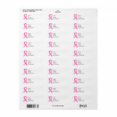 Borstkanker Roze lint 3 Etiket (Full Sheet)