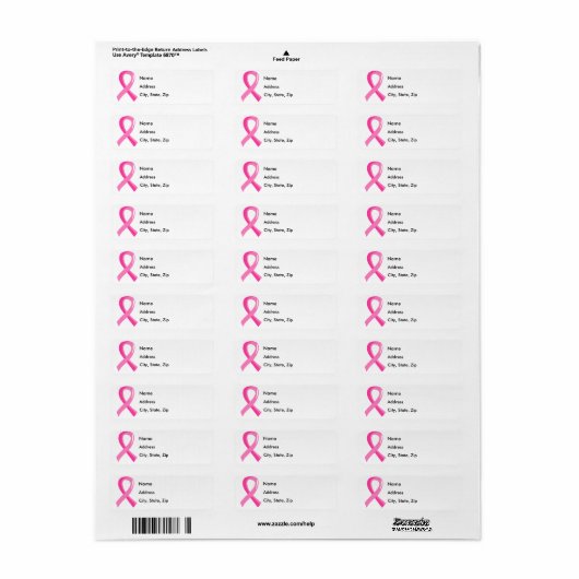 Borstkanker Roze lint 3 Etiket (Full Sheet)