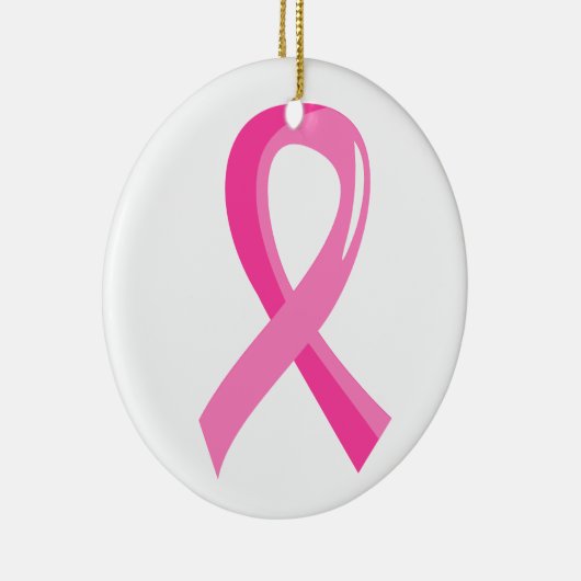 Borstkanker Roze lint 3 Keramisch Ornament (Rechts)