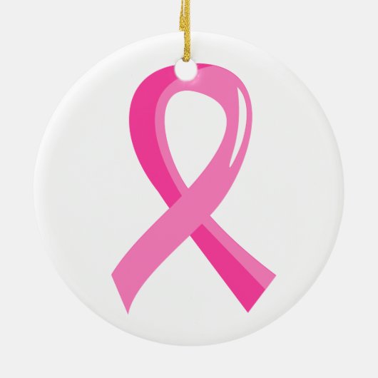 Borstkanker Roze lint 3 Keramisch Ornament (Achterkant)