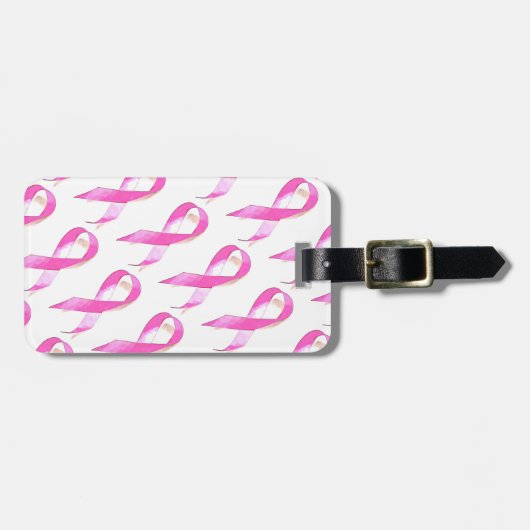 Borstkanker, roze lint bagagelabel (Voorkant horizontaal)