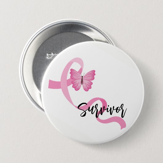 Borstkanker Roze lint Button Pin (Voorkant /achterkant)