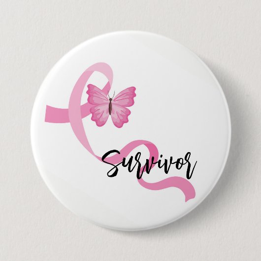Borstkanker Roze lint Button Pin (Voorkant)