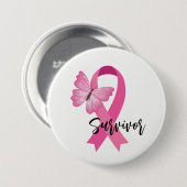 Borstkanker Roze lint Button Pin (Voorkant /achterkant)