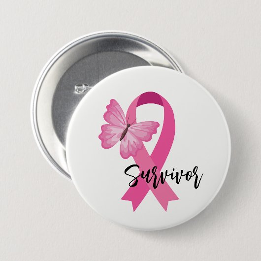 Borstkanker Roze lint Button Pin (Voorkant /achterkant)