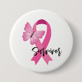 Borstkanker Roze lint Button Pin (Voorkant)