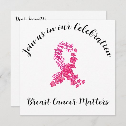 Borstkanker Roze Lint Einde van Chemo Party Kaart (Voorkant / Achterkant)