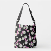 Borstkanker, roze lint en madeliefje crossbody tas (Voorkant)