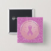 Borstkanker Roze lint Glitter Button (Voorkant /achterkant)