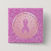 Borstkanker Roze lint Glitter Button (Voorkant)